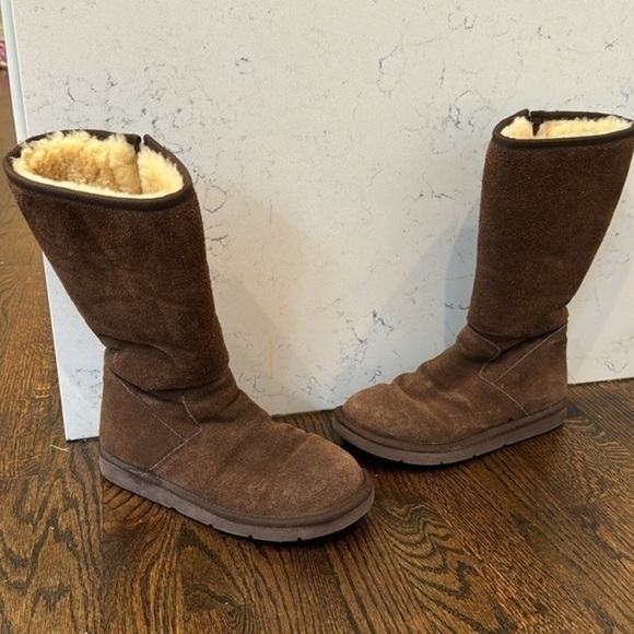 UGG Tall Sunset II Side Zip Brown Suede Boots. - Picture 1 of 8